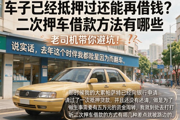 车子已经抵押过还能再借钱？二次押车借款方法有哪些，老司机带你避坑