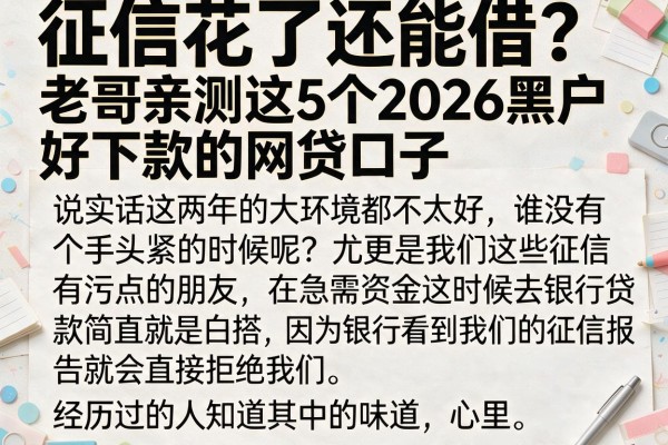 征信花了还能借？老哥亲测这5个2026黑户好下款的网贷口子