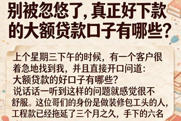 别被忽悠了，真正好下款的大额贷款口子有哪些？