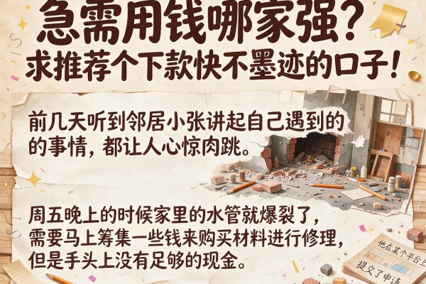 急需用钱哪家强？求推荐个下款快不墨迹的口子！