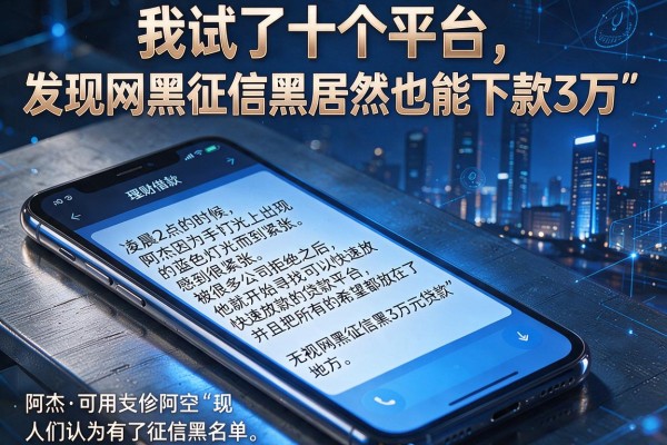 我试了十个平台，发现网黑征信黑居然也能下款3万