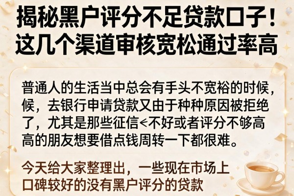 揭秘黑户评分不足贷款口子，这几个渠道审核宽松通过率高
