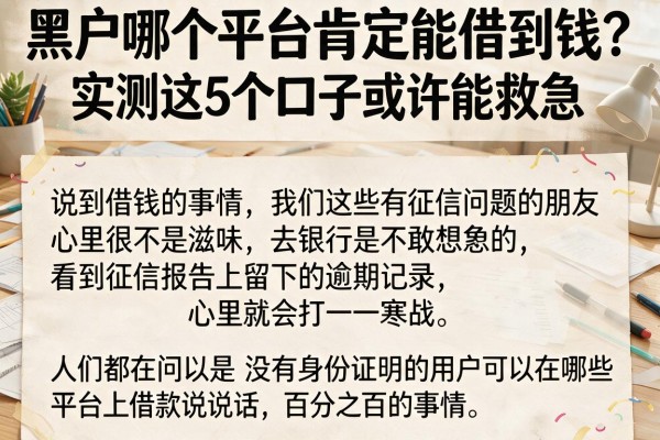 黑户哪个平台肯定能借到钱？实测这5个口子或许能救急