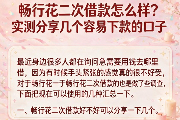 畅行花二次借款怎么样？实测分享几个容易下款的口子