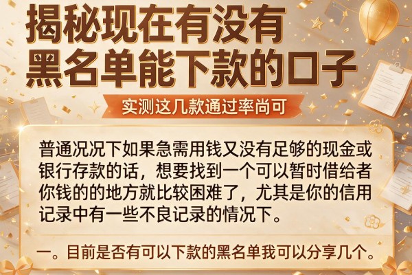 揭秘现在有没有黑名单能下款的口子，实测这几款通过率尚可