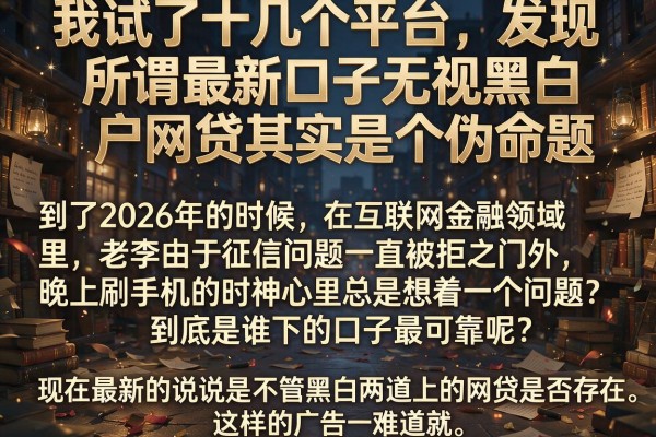 我试了十几个平台，发现所谓最新口子无视黑白户网贷其实是个伪命题