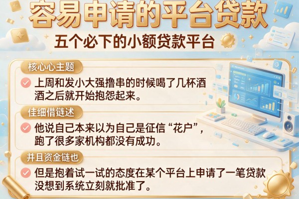 容易申请的平台贷款，详细阐述五个必下的小额贷款平台