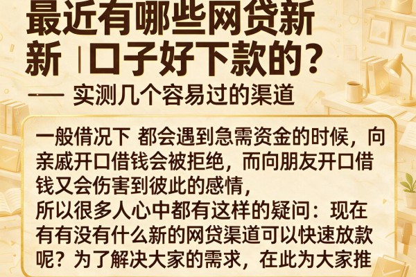 最近有哪些网贷新口子好下款的？实测几个容易过的渠道