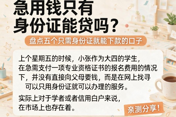 急用钱只有身份证能贷吗？盘点五个只需身份证就能下款的口子，亲测分享！