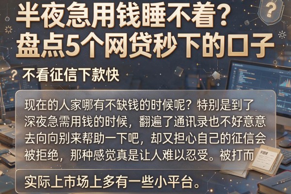 半夜急用钱睡不着？盘点5个网贷秒下的口子，不看征信下款快