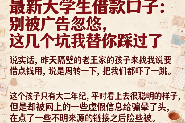 最新大学生借款口子：别被广告忽悠，这几个坑我替你踩过了