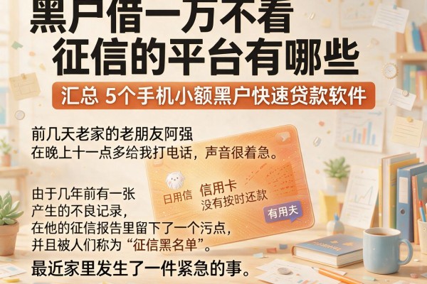 黑户借一万不看征信的平台有哪些，汇总5个手机小额黑户快速贷款软件