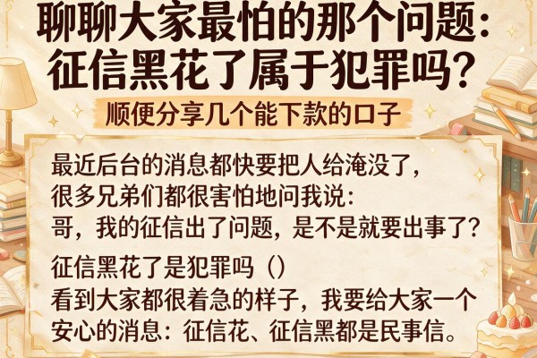 聊聊大家最怕的那个问题：征信黑花了属于犯罪吗？顺便分享几个能下款的口子