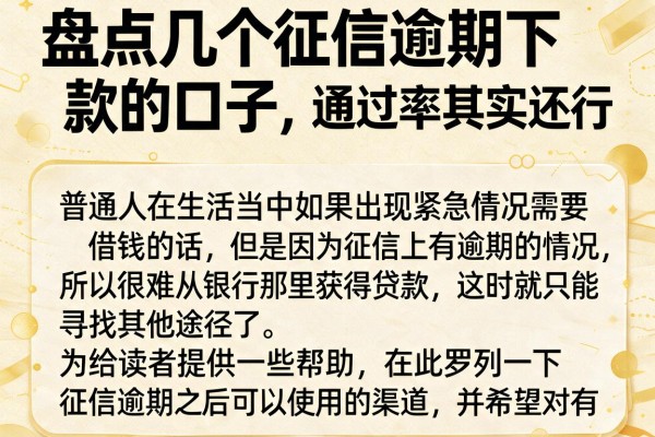 盘点几个征信逾期下款的口子，通过率其实还行