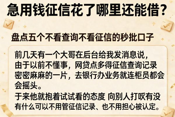 急用钱征信花了哪里还能借？盘点五个不看查询不看征信的秒批口子