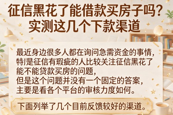 征信黑花了能借款买房子吗？实测这几个下款渠道