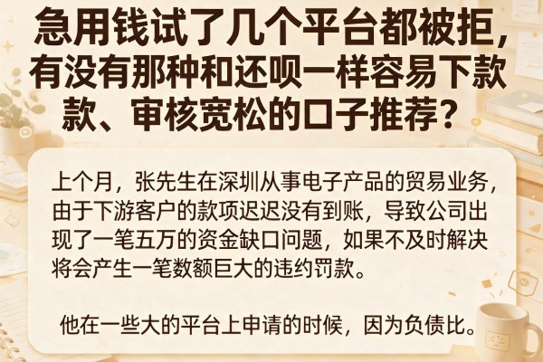 急用钱试了几个平台都被拒，有没有那种和还呗一样容易下款、审核宽松的口子推荐？