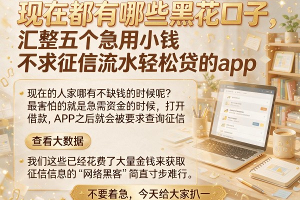 现在都有哪些黑花口子，汇整五个急用小钱不求征信流水轻松贷的app