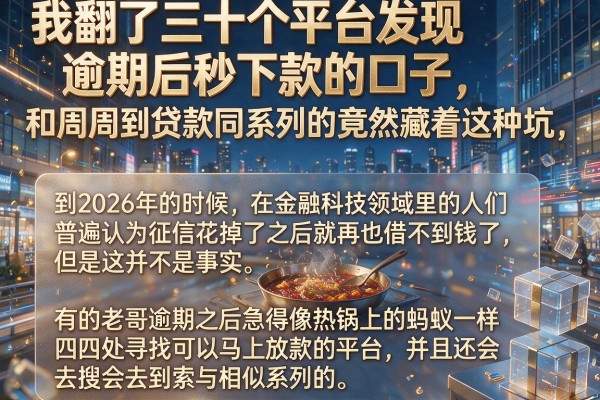我翻了三十个平台发现逾期后秒下款的口子，和周周到贷款同系列的竟然藏着这种坑