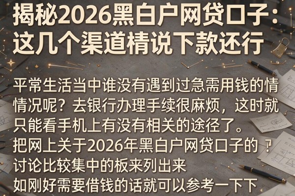 揭秘2026黑白户网贷口子：这几个渠道据说下款还行