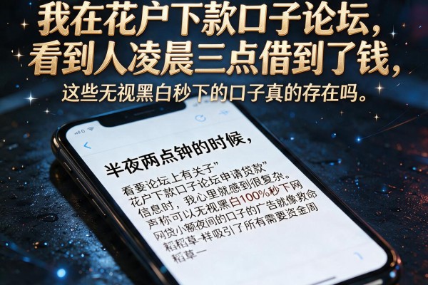 我在花户下款口子论坛看到有人凌晨三点借到了钱，这些无视黑白秒下的口子真的存在吗