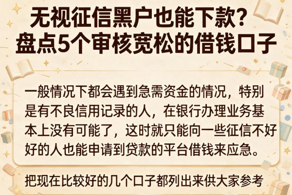 无视征信黑户也能下款？盘点5个审核宽松的借钱口子