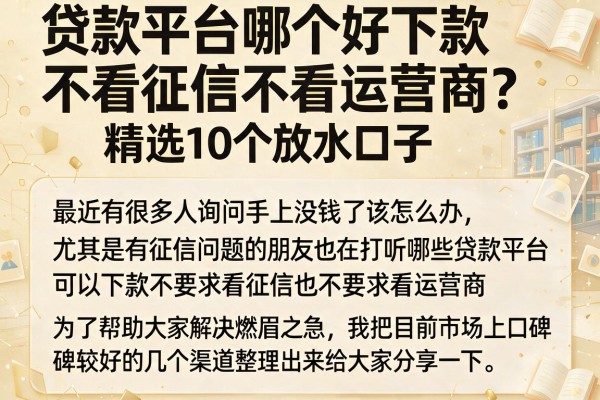 贷款平台哪个好下款不看征信不看运营商？精选10个放水口子