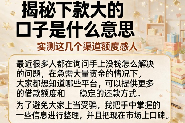 揭秘下款大的口子是什么意思,实测这几个渠道额度感人