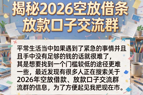 揭秘2026空放借条放款口子交流群，这几款下款快