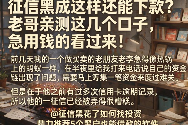 征信黑成这样还能下款？老哥亲测这几个口子，急用钱的看过来！@征信黑花了如何找投资，鼎力推荐5个黑户也能借款的软件