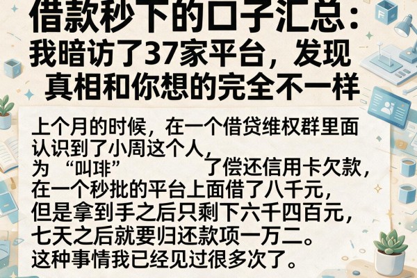 借款秒下的口子汇总：我暗访了37家平台，发现真相和你想的完全不一样
