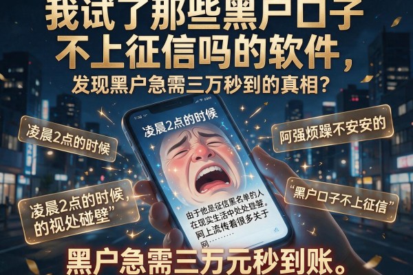 我试了那些黑户口子不上征信吗的软件，发现黑户急需三万秒到的真相