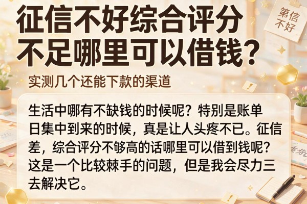 征信不好综合评分不足哪里可以借钱？实测几个还能下款的渠道