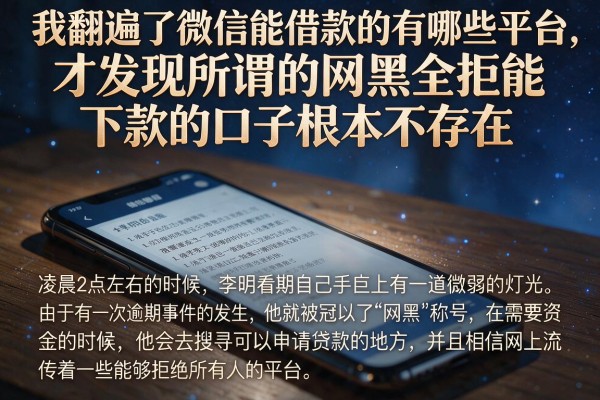 我翻遍了微信能借款的有哪些平台，才发现所谓的网黑全拒能下款的口子根本不存在