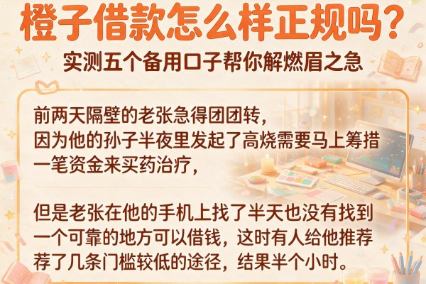 橙子借款怎么样正规吗？实测五个备用口子帮你解燃眉之急