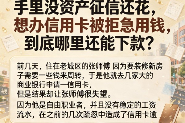 手里没资产征信还花，想办信用卡被拒急用钱，到底哪里还能下款？