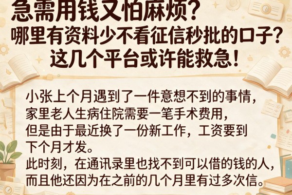 急需用钱又怕麻烦？哪里有资料少不看征信秒批的口子？这几个平台或许能救急！