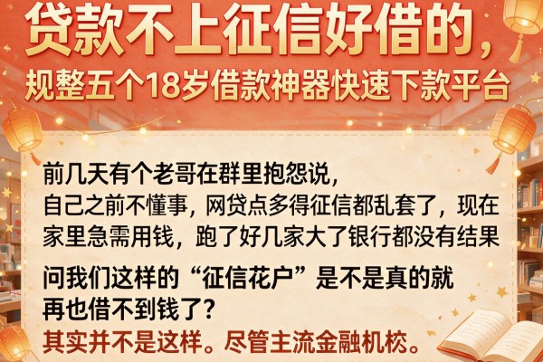 贷款不上征信好借的，规整五个18岁借款神器快速下款平台