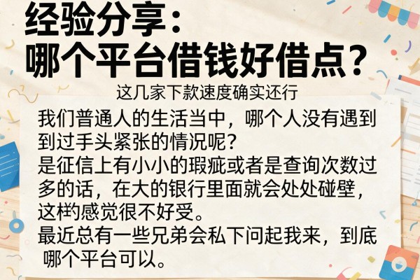 经验分享：哪个平台借钱好借点？这几家下款速度确实还行