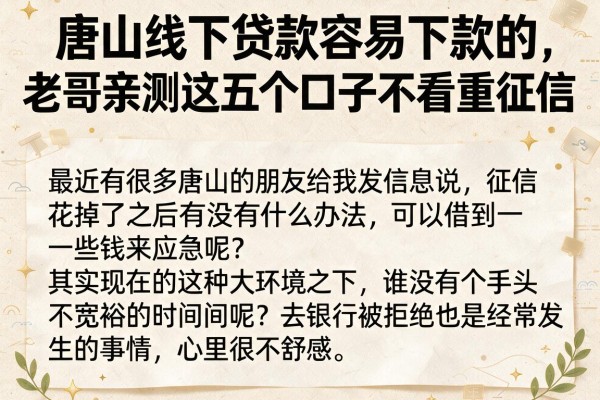 唐山线下贷款容易下款的，老哥亲测这五个口子不看重征信