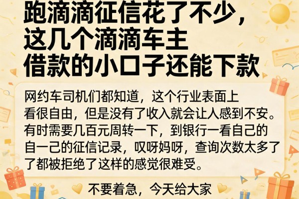 跑滴滴征信花了不少，这几个滴滴车主借款的小口子还能下款