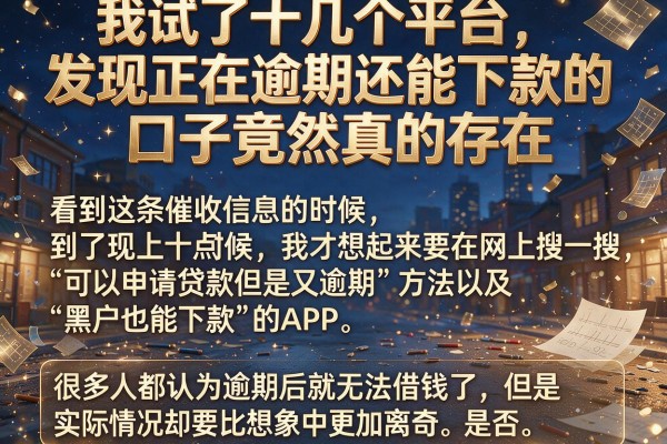 我试了十几个平台，发现正在逾期还能下款的口子竟然真的存在