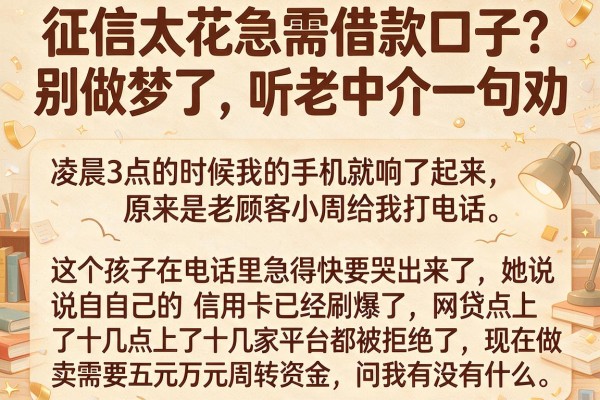 征信太花急需借款口子?别做梦了,听老中介一句劝
