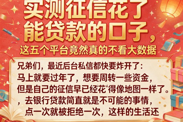 实测征信花了能贷款的口子，这五个平台竟然真的不看大数据