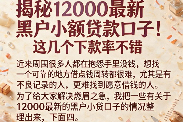 揭秘12000最新黑户小额贷款口子，这几个下款率不错