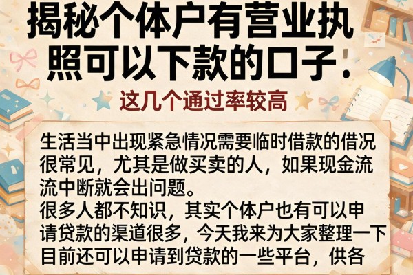揭秘个体户有营业执照可以下款的口子，这几个通过率较高