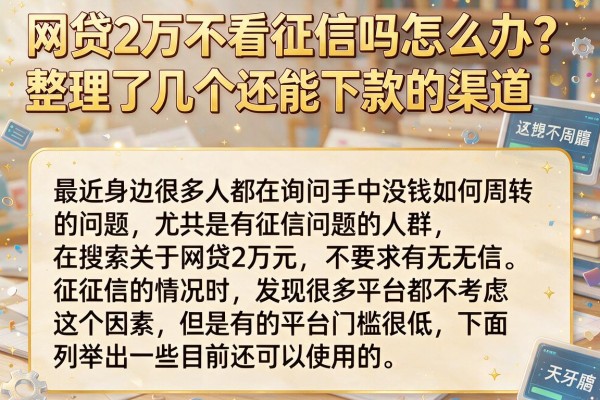网贷2万不看征信吗怎么办？整理了几个还能下款的渠道