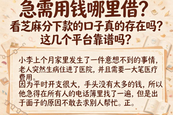 急需用钱哪里借？看芝麻分下款的口子真的存在吗？这几个平台靠谱吗？