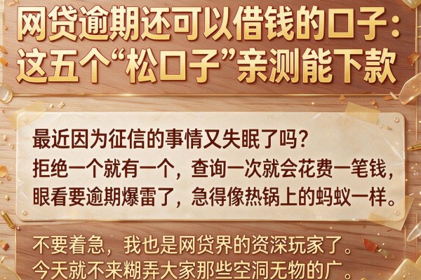 网贷逾期还可以借钱的口子：这五个“松口子”亲测能下款