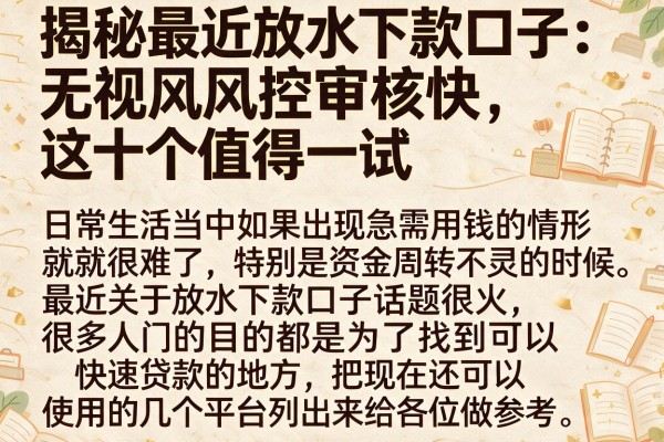 揭秘最近放水下款口子:无视风控审核快,这十个值得一试